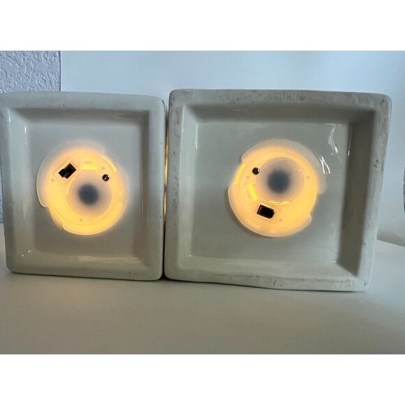 Lot Of 2 Ceramic LED Light-Up House Decor Village New Batteries 8" Gift - Picture 5 of 5
